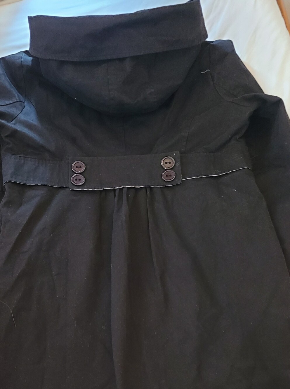 Only Black Collared Button-Front Coat With Hood - Picture 2 of 4